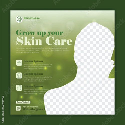 Barber shop and haircut social media banner design. Skin care social media graphic elements. Vector beauty spa centre social media post template