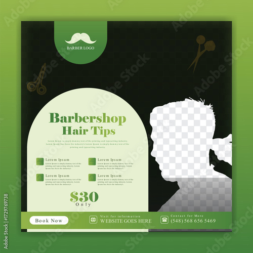 Barber shop and haircut social media banner design. Skin care social media graphic elements. Vector beauty spa centre social media post template