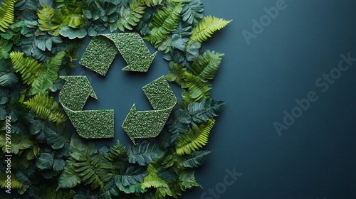 Recycle symbol surrounded by greenery