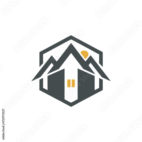 Minimalist Mountain Villa Logo Design with Elegant Vector Architecture Modern House Illustration Clean Line Art Branding Identity Emblem Symbol Graphic for Real Estate Property Resort Lodge Company