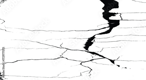 White black grey concrete wall, floor with cracks, texture background. Grunge black and white seamless pattern. Vector eps10