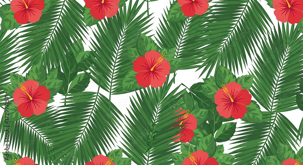 Fototapeta premium Vibrant Tropical Palm Vector Seamless Illustration