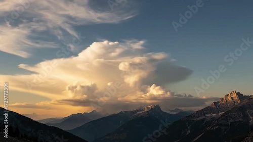 Storm Front Advance: Documenting the dramatic, ominous progression of a towering cumulonimbus cloud system, revealing its formidable structure and the shifting light as it dominates the horizon. no da