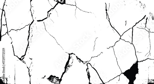 Grunge black and white seamless pattern. Monochrome abstract texture. Background of cracks. 
