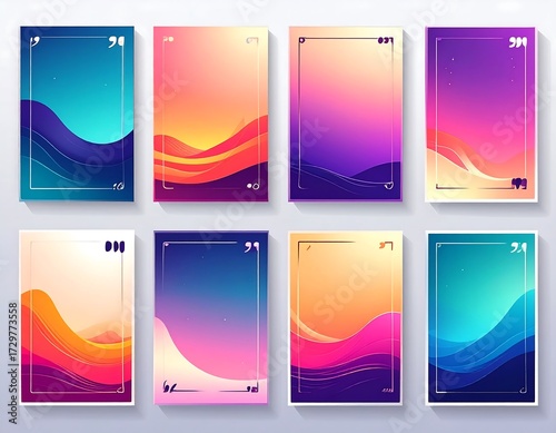 Abstract gradient posters with wavy shapes