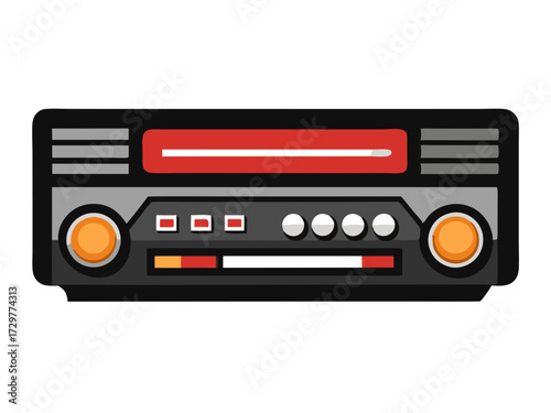 Retro Cassette Player Radio Device Vector Art for Nostalgic Audiophiles