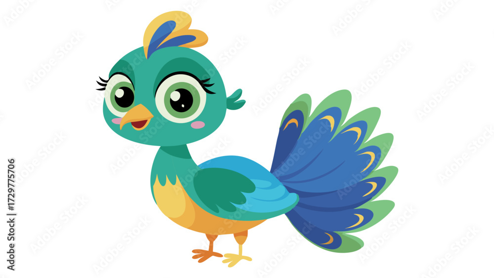 Fototapeta premium Adorable Cartoon Bird Character with Vibrant Colors and Playful Design Details