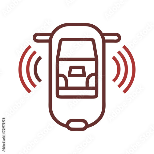 Icon of a modern autonomous car with sensory technology features detected