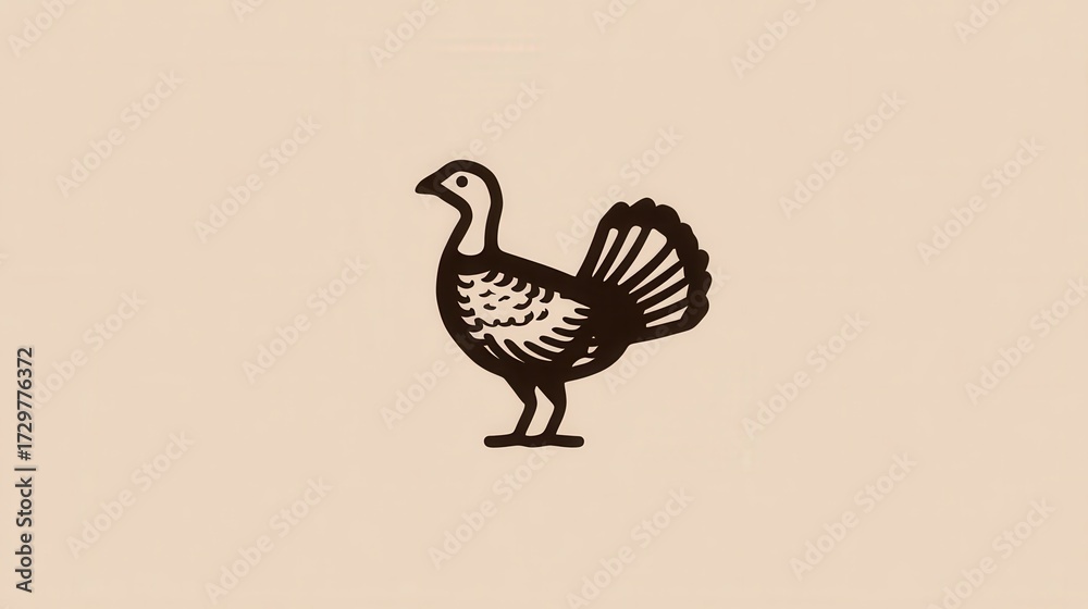 Fototapeta premium Minimalist turkey illustration on plain background