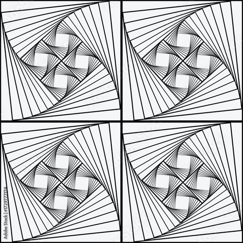 Geometric Twisted Zentangle Pattern,Optical illusion line art