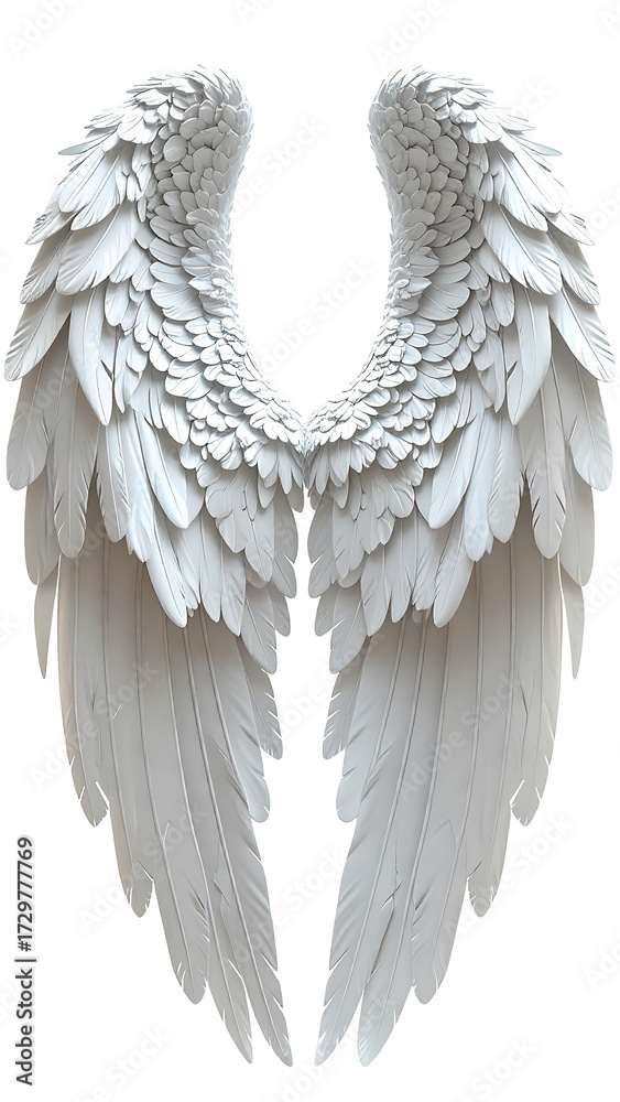 Fototapeta premium Pair of symmetrical white angel wings (5)