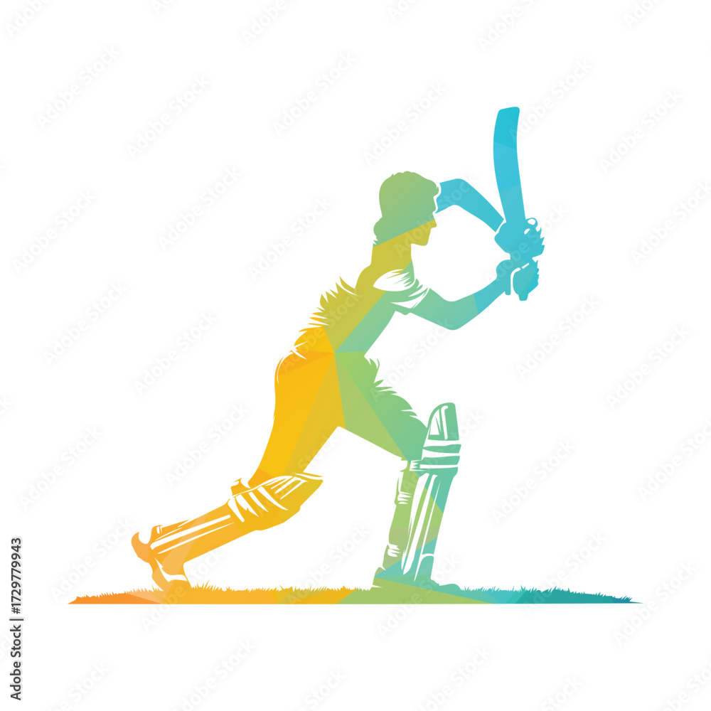 Naklejka premium Cricket Player Logo Playing Short Concept