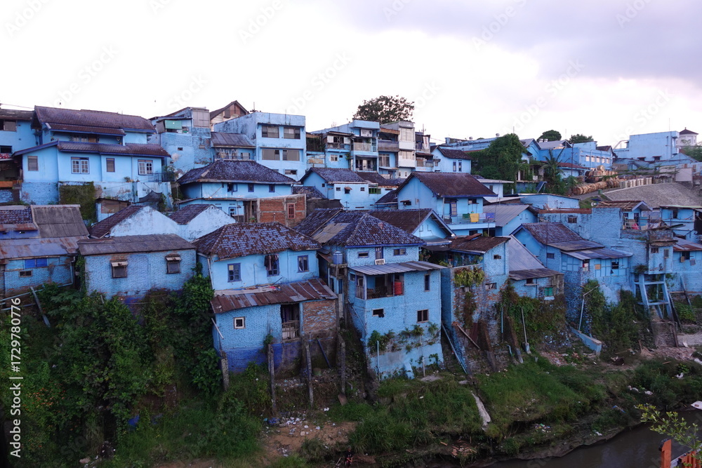 Obraz premium Kampung Biru Arema (Arema Blue Village) in Malang, Indonesia