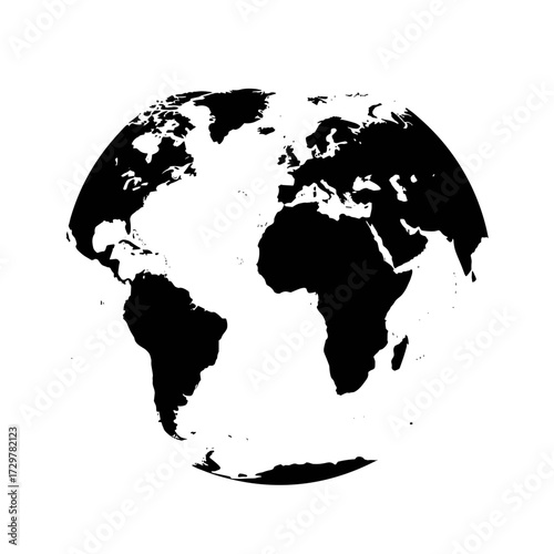 World Map Globe Silhouette Vector Illustration