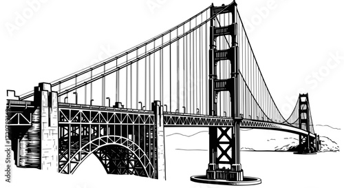 San Francisco Golden Gate Bridge Vector Illustration
