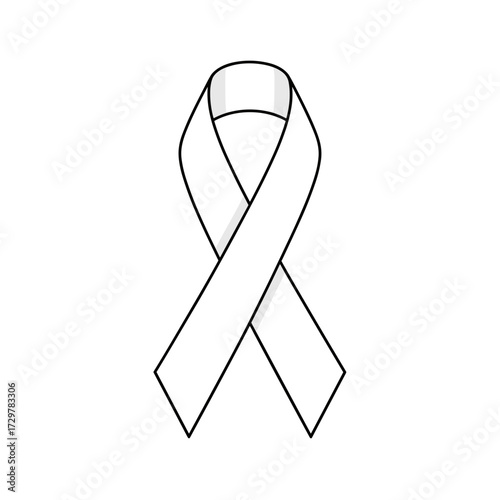 Simple White Awareness Ribbon Outline Vector Icon