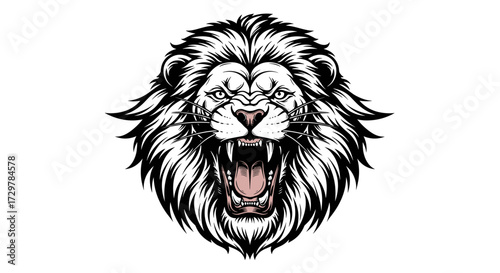Fierce Roaring Lion Head Hand Drawn Sketch Vector Illustration of Wild Animal for Design