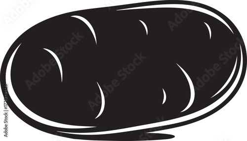 Black and white illustration of a potato vegetable