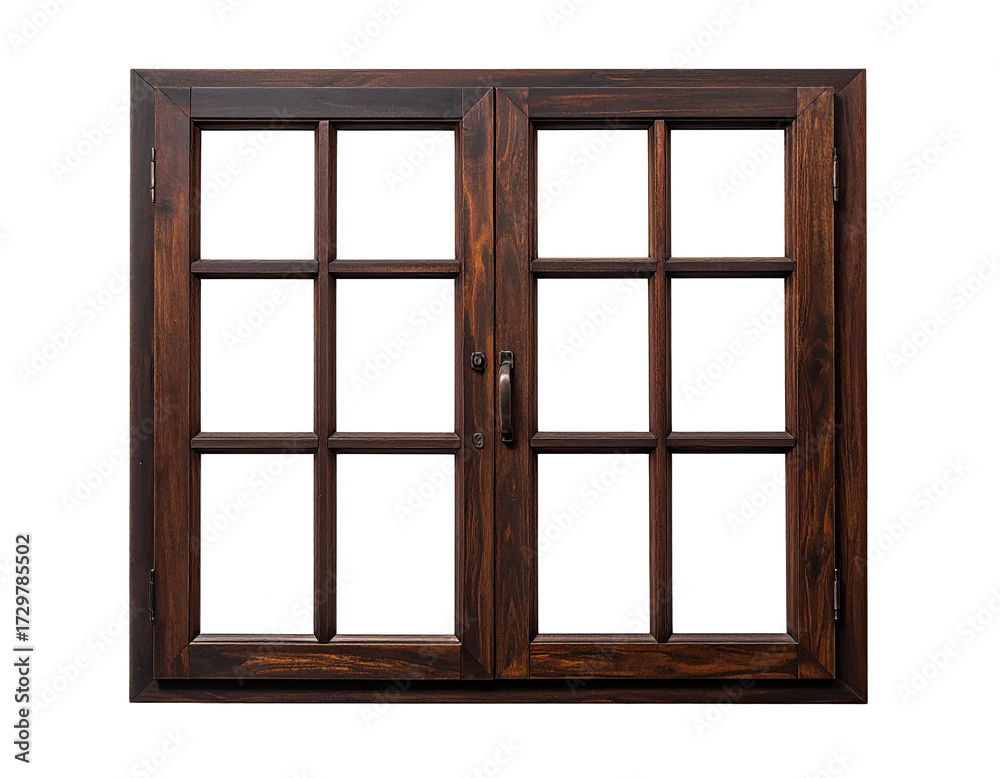 Obraz premium Wooden window frame with multiple panes