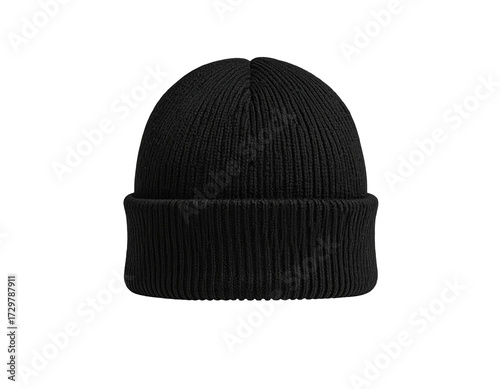 Dark, ribbed knit beanie