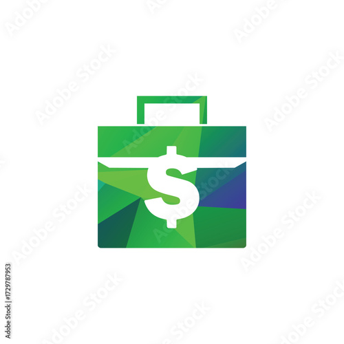 Green Geometric Business Briefcase With Dollar Symbol