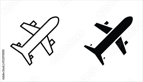 plane icon set, can be used in logo, UI and web design, Flat illustration of vector icon on white background.