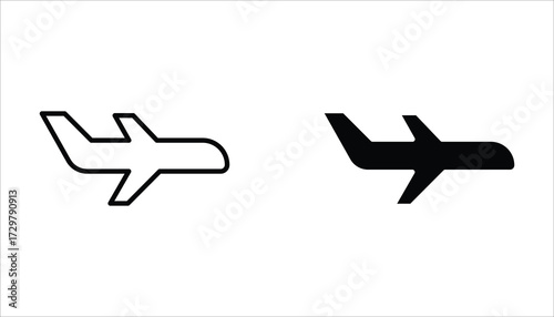 plane icon set, can be used in logo, UI and web design, Flat illustration of vector icon on white background.