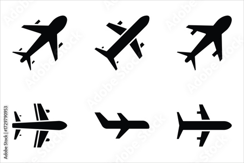 plane icon set, can be used in logo, UI and web design, Flat illustration of vector icon on white background.