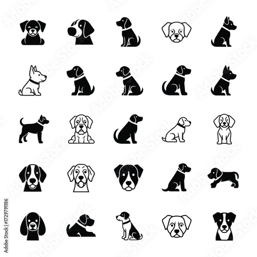 Collection of cute dog breeds vector illustration