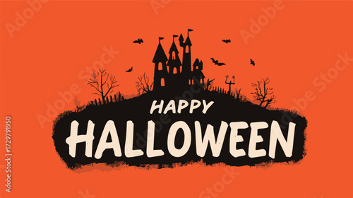 Halloween table display, wall calendar, decoration, ad, icon, logo, illustration, poster, wilderness, Haunted Castle, bats