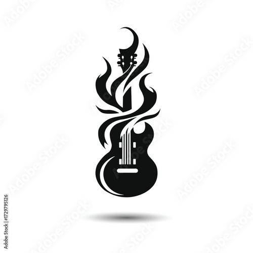 Flaming Guitar Silhouette