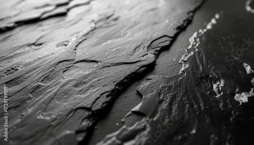Textured black slate with water droplets, evoking modern luxury and design, perfect for backgrounds and textures with a stunning effect
