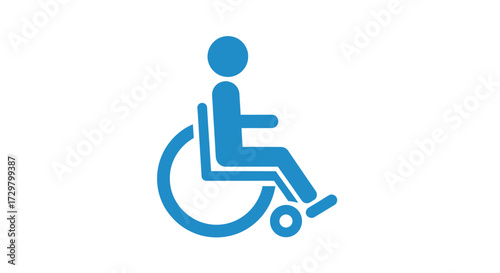 Modern blue accessibility icon of a stylized person in a wheelchair, the universal symbol of access.