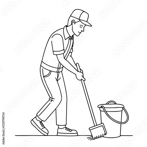 man mopping floor male cleaner janitor in uniform