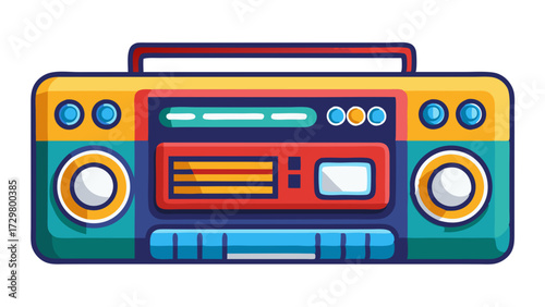 Vibrant and Retro Boombox Illustration with Playful Color Palette Design