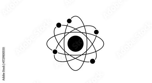 Stylized Black Atom Model with Orbiting Electrons and Central Nucleus