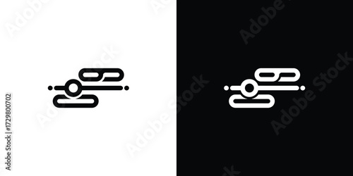 Abstract Monochromatic Logo Design Balanced Composition of Geometric Shapes on Contrasting Backgrounds