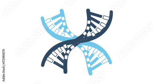 Stylized Double Helix DNA Strand Intertwined in Blue Tones