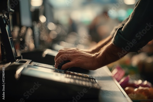 Close-up of Hands on Keyboard, Warm Lighting, Blurred Background, Focus on Action.