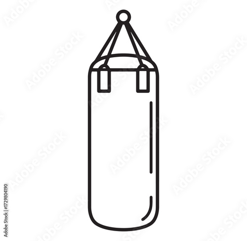 Outline illustration of a hanging punching bag for boxing and fitness training