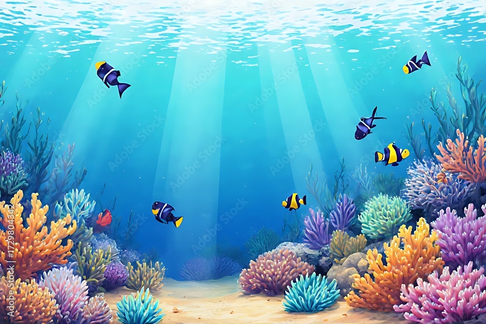 Naklejka premium coral reef and fishes