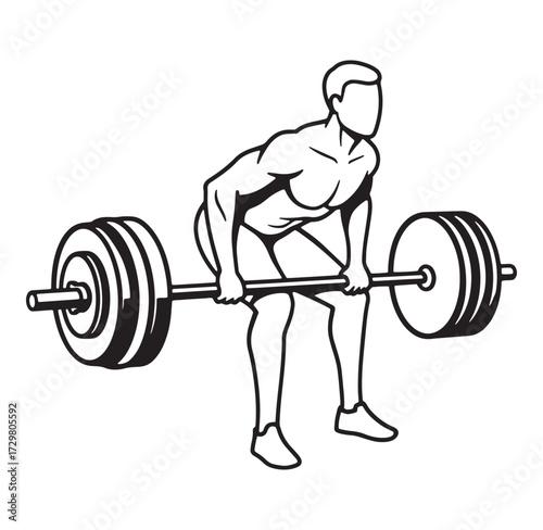 Silhouette illustration of a bodybuilder performing a barbell deadlift exercise in training