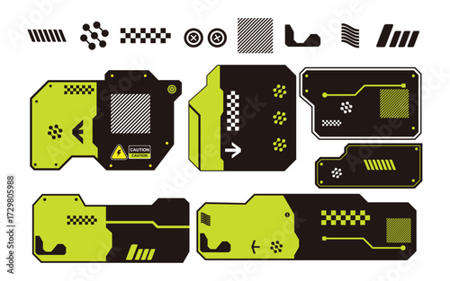 Set of cyberpunk shape tech design