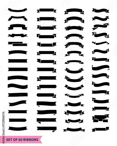vector set of 60 ribbons.