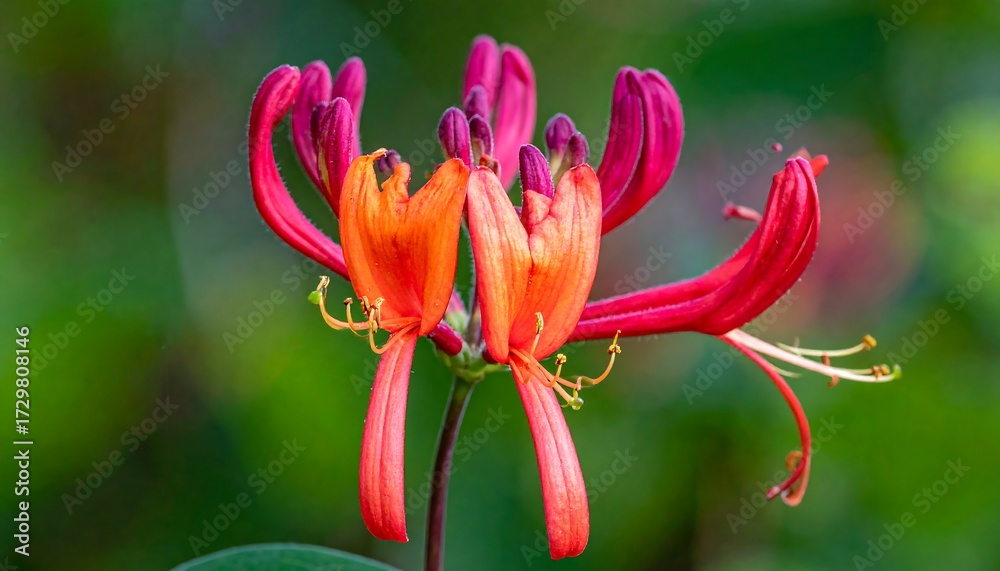 Fototapeta premium Vibrant red-orange flower close-up