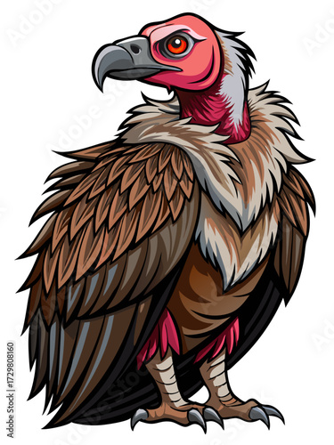 Cartoon illustration of a turkey vulture with a watchful gaze