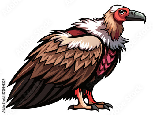 Cartoon illustration of a majestic vulture, a scavenger bird of prey