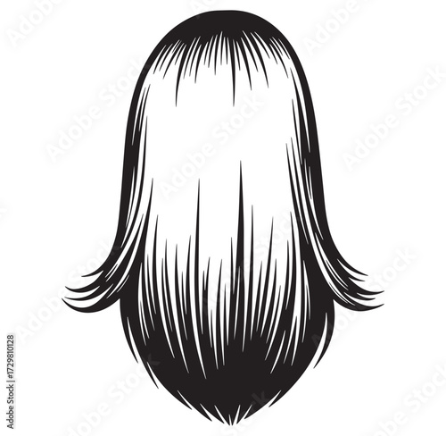 Stylish black hair vector illustration perfect for hairstyling and beauty salon designs