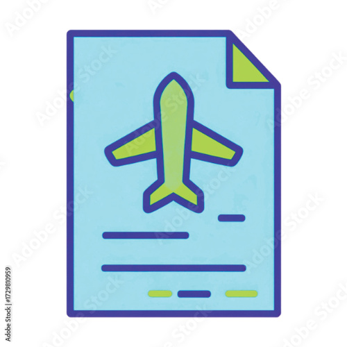 A stylized illustration of an airplane icon on a document, representing travel or aviation-related information.