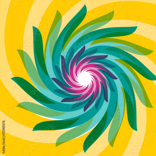 Abstract colorful swirl background featuring a psychedelic rainbow design with a bright fractal pattern and curve line illustration